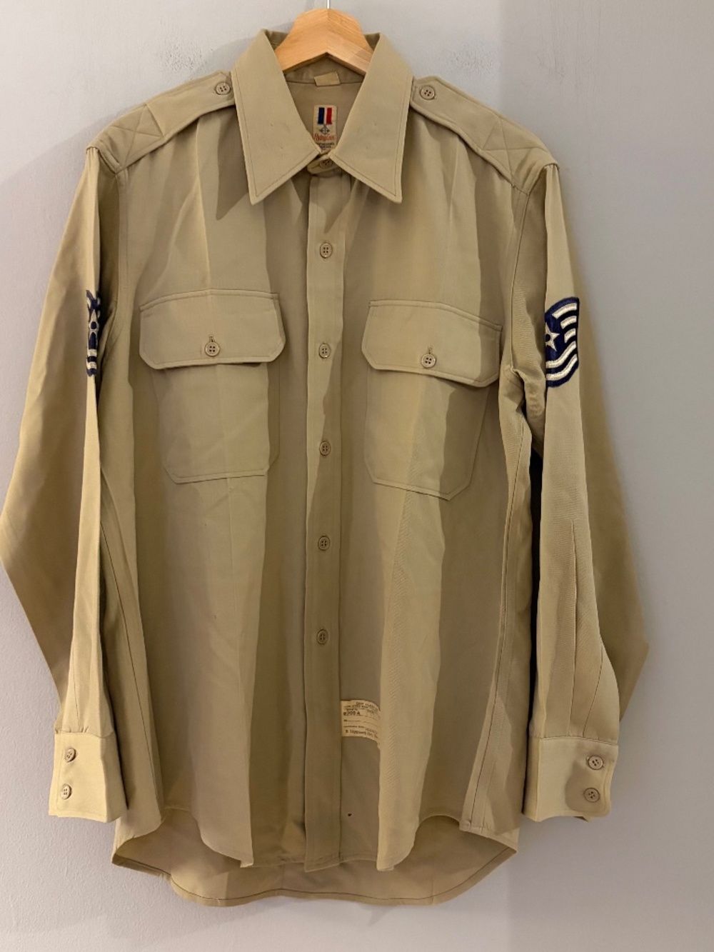 Vintage 1940s WWII Era Flying Cross USAAF Khaki Wool Dress shirt